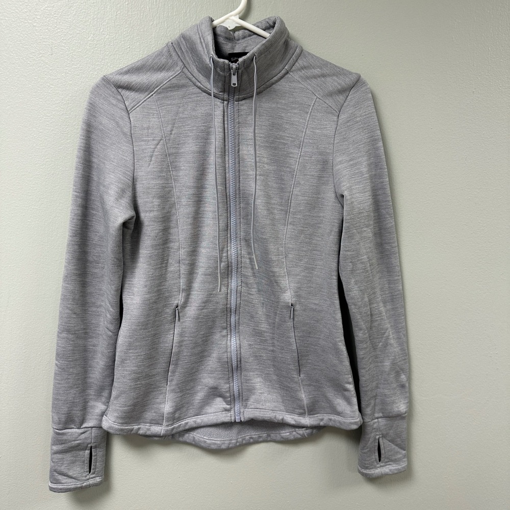 Spyder Active Womens Gray Full Zip Jacket Thumbhole Mock Neck Athletic Medium
